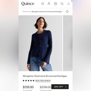Quince Mongolian Cashmere Structured Cardigan